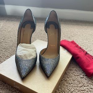 NEW Christian Louboutin Iriza Silver pumps